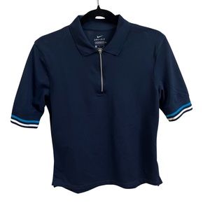 Women’s Navy Blue with Stripe Sleeves Nike Dri Fit Golf Polo Half Zip